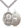 Sterling silver St. Kateri Tekakwitha equestrian patron saint medal necklace 1 x 3/4 inch 24 inch chain Bliss