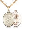14kt Gold Filled St. Christopher Patron Saint Medal Necklace with Surfing Motif 1 x 3/4 inch on 24 inch Chain by Bliss