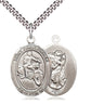 Sterling silver St. Christopher motorcycle medal necklace with 1 x 3/4 inch pendant on 24 inch chain by Bliss