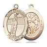14kt Solid Gold St. Sebastian Volleyball Medal Pendant, 1x3/4 inch, handcrafted by Bliss USA