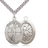 Sterling Silver St. Sebastian Volleyball Medal Necklace, 1x3/4 inch pendant with 24 inch chain, Bliss