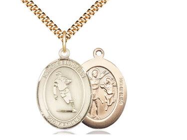14kt gold filled St. Sebastian rugby medal necklace 1 x 3/4 with 24 inch chain by Bliss