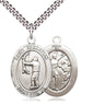 Sterling silver St. Sebastian archery patron saint medal necklace with 24 inch chain by Bliss