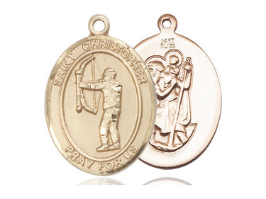 14kt solid gold St. Christopher medal pendant 1x3/4 inch by Bliss Manufacturing USA