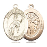 14kt solid gold St. Sebastian rodeo medal pendant 1 inch by 3/4 inch handcrafted by Bliss Manufacturing USA