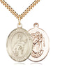 14kt Gold Filled St. Christopher Rodeo Medal Necklace with 24 inch chain, 1 by 3/4 inch pendant, handcrafted in USA by Bliss