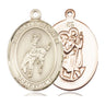14kt solid gold St. Christopher rodeo medal pendant, 1 inch by 3/4 inch, handcrafted by Bliss Manufacturing