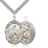 Sterling silver St. Christopher rodeo medal necklace 1 inch pendant with 24 inch curb chain by Bliss Manufacturing