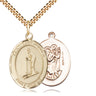 14kt Gold Filled St. Christopher Skiing Medal Necklace 1 inch by 3/4 inch with 24 inch Chain by Bliss