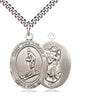 Sterling Silver St. Christopher Skiing Medal Necklace 1 inch by 3/4 inch on 24 inch chain by Bliss