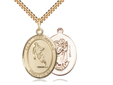 14kt gold filled St. Christopher medal necklace 1 x 3/4 with 24 inch chain by Bliss