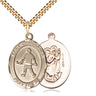 14kt Gold Filled St. Christopher Field Hockey Medal Necklace 1 inch x 3/4 inch with 24 inch chain by Bliss