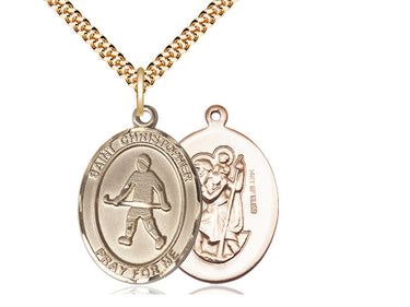 14kt Gold Filled St. Christopher Field Hockey Medal Necklace 1 inch x 3/4 inch with 24 inch chain by Bliss