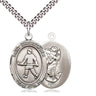 Sterling Silver St. Christopher Field Hockey Pen Medal Necklace 1x3/4 inch on 24 inch chain handmade by Bliss Manufacturing USA