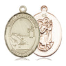14kt Solid Gold St. Christopher Fishing Medal Pendant 1 x 3/4 inch by Bliss Manufacturing