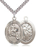 Sterling Silver St. Sebastian Motorcycle Medal Necklace 1 inch x 3/4 inch with 24 inch chain by Bliss