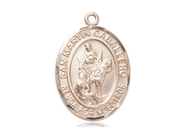 14kt Solid Gold San Martin Caballero patron saint medal pendant, 1 inch Medium size, handcrafted by Bliss Manufacturing