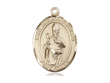 14kt Solid Gold St. Augustine of Hippo Medium Patron Saint Medal Pendant 1 x 3/4 inch by Bliss Manufacturing