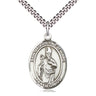 Sterling Silver St. Augustine of Hippo Medium Patron Saint Medal Necklace 1 x 3/4 inch on 24 inch Chain by Bliss