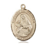 14kt solid gold Madonna Del Ghisallo medal pendant, 1 inch by 3/4 inch, handcrafted by Bliss Manufacturing