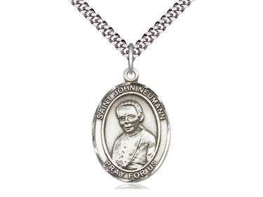 Sterling Silver St. John Neumann Patron Saint Medal Necklace with 24 inch Chain by Bliss