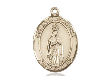 14kt Solid Gold Our Lady of Fatima Medal Pendant 1 x 3/4 inch handcrafted by Bliss