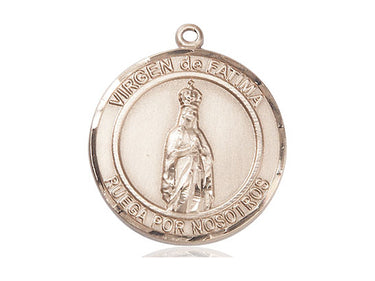 14kt Solid Gold Virgen de Fatima Medal Pendant 1 x 5/8 by Bliss Manufacturing