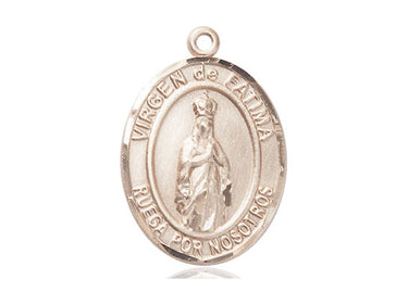 14kt Solid Gold Virgen de Fatima Our Lady of Fatima Medal Pendant 1 x 3/4 inch by Bliss Manufacturing