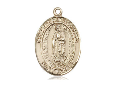 14kt Solid Gold Our Lady of Guadalupe Catholic Medal Pendant Medium 1 inch Handmade by Bliss