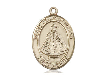 14kt solid gold Infant of Prague Catholic medal pendant 1 inch by 3/4 inch handcrafted by Bliss