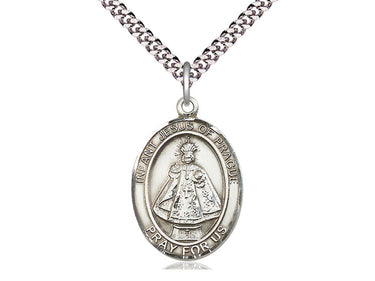 Sterling silver Infant of Prague pendant necklace 1 inch by 3/4 inch with 24 inch chain handmade by Bliss