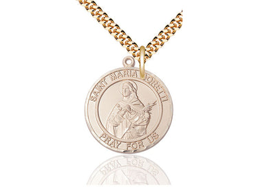 14kt Gold Filled St. Maria Goretti Patron Saint Medal Necklace 1 inch by 5/8 inch with 24 inch Chain by Bliss Manufacturing
