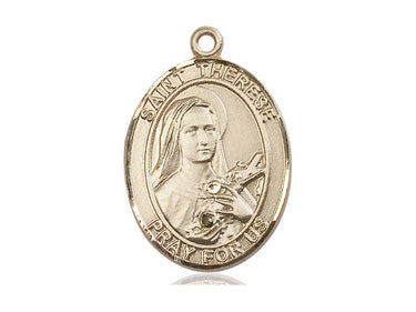 14kt Solid Gold St. Therese of Lisieux Medal Pendant 1x3/4 inch by Bliss Manufacturing USA
