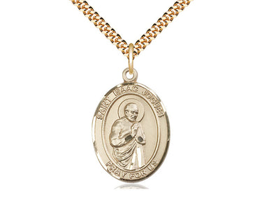 14kt Gold Filled St. Isaac Jogues Patron Saint Medal Necklace 1 x 3/4 inch with 24 inch Chain by Bliss