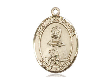 14kt Solid Gold St. Anastasia Medium Patron Saint Medal Pendant 1 x 3/4 inch by Bliss Manufacturing