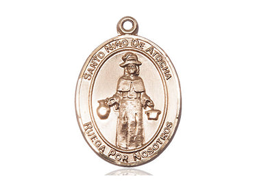 14kt Solid Gold Nino de Atocha Medal Pendant 1x3/4 inch handcrafted by Bliss