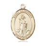 14kt solid gold St. Barnabas patron saint medal pendant - medium 1 x 3/4 inch - handcrafted by Bliss Manufacturing