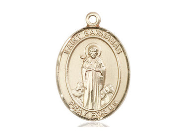 14kt solid gold St. Barnabas patron saint medal pendant - medium 1 x 3/4 inch - handcrafted by Bliss Manufacturing