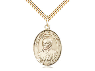 14kt Gold Filled St. Ignatius of Loyola Patron Saint Medal Necklace 1 x 3/4 inch with 24 inch Chain by Bliss