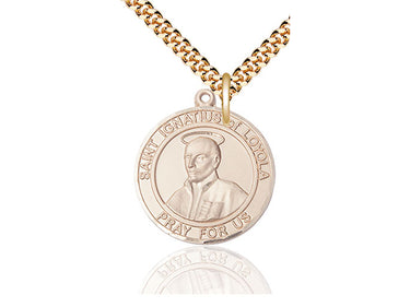 14kt Gold Filled St. Ignatius of Loyola patron saint medal necklace 1 inch by 5/8 inch with 24 inch chain by Bliss