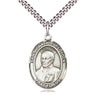Sterling Silver St. Ignatius of Loyola patron saint medal necklace 1 inch x 3/4 inch on 24 inch chain by Bliss