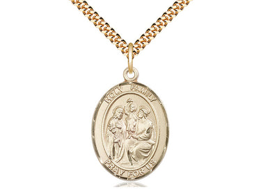 14kt Gold Filled Holy Family Pendant Necklace 1 inch by 3/4 inch on 24 inch Curb Chain by Bliss Manufacturing