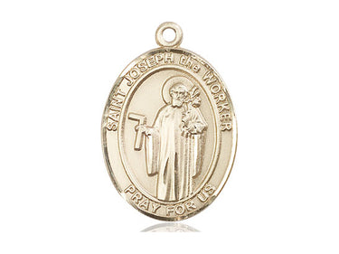 14kt Solid Gold St. Joseph the Worker Patron Saint Medal Pendant 1 inch by 3/4 inch by Bliss
