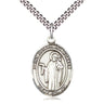 Sterling Silver St. Joseph the Worker patron saint medal necklace 1 inch by 3/4 inch on 24 inch curb chain by Bliss Manufacturing