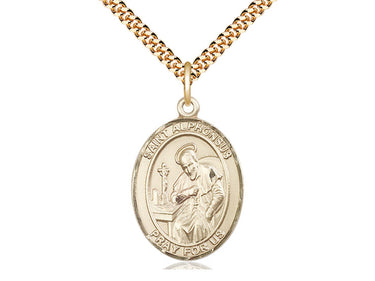 14kt Gold Filled St. Alphonsus Patron Saint Medal Necklace 1 inch by 3/4 inch on 24 inch chain by Bliss