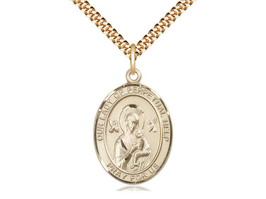 14kt Gold Filled Our Lady of Perpetual Help Medal Necklace 1x3/4 inch pendant on 24 inch chain by Bliss