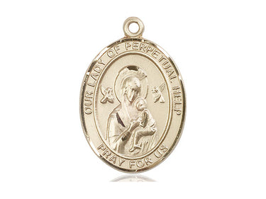 14kt Solid Gold Our Lady of Perpetual Help Medal Pendant 1x3/4 inch by Bliss Manufacturing