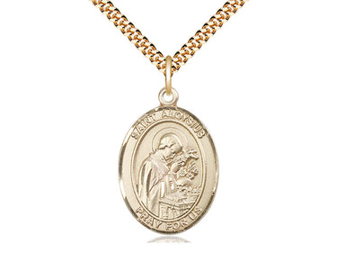 14kt Gold Filled St. Aloysius Gonzaga Patron Saint Medal Necklace 1x3/4 inch on 24 inch Chain by Bliss