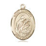 14kt solid gold St. Aloysius Gonzaga medal pendant, 1 inch by 3/4 inch, handcrafted in USA by Bliss Manufacturing