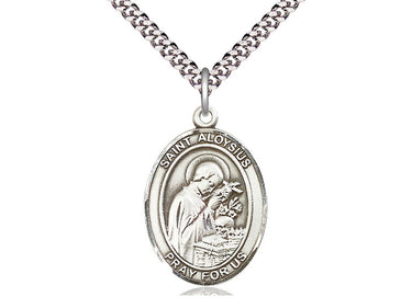 Sterling Silver St. Aloysius Gonzaga Patron Saint Medal Necklace with 24 Inch Chain by Bliss